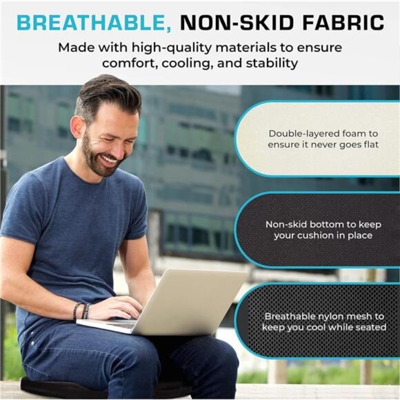 Memory Foam Seat Cushion Office Chair Car Wheelchair Ergonomic Posture Support - Picture 5 of 7